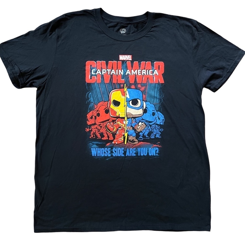 Captain America Civil War Pop Tee | Funko Marvel Graphic Shirt | Size L